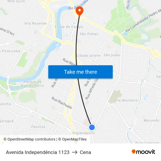 Avenida Independência 1123 to Cena map
