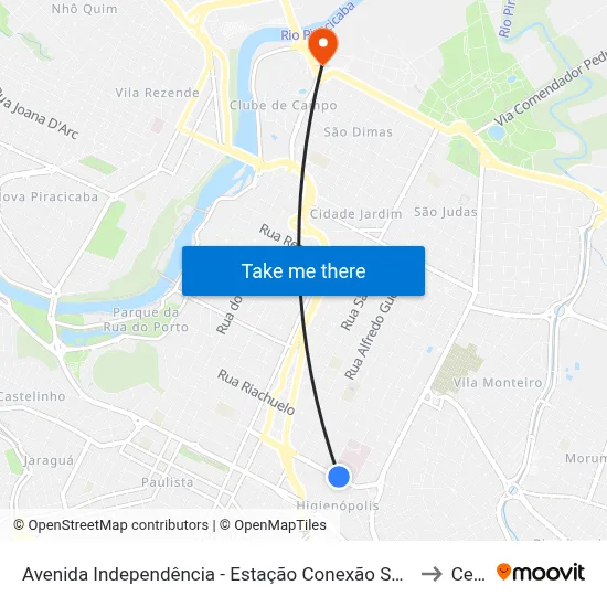 Avenida Independência - Estação Conexão Santa Casa to Cena map