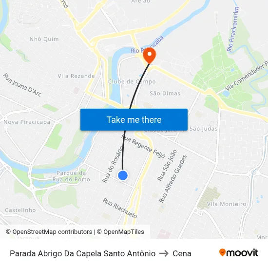 Parada Abrigo Da Capela Santo Antônio to Cena map