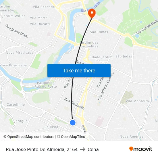 Rua José Pinto De Almeida, 2164 to Cena map