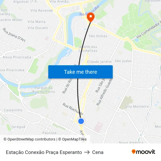 Estação Conexão Praça Esperanto to Cena map