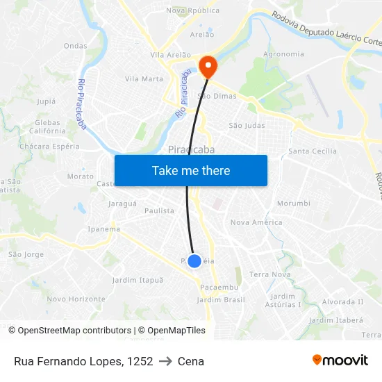 Rua Fernando Lopes, 1252 to Cena map