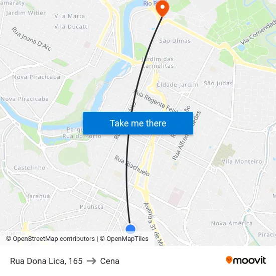 Rua Dona Lica, 165 to Cena map