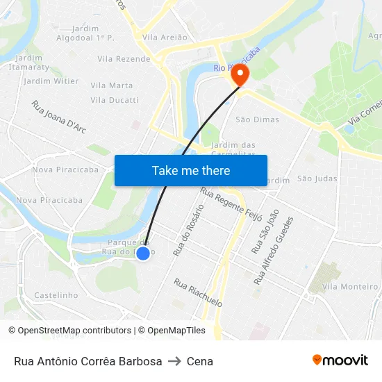 Rua Antônio Corrêa Barbosa to Cena map