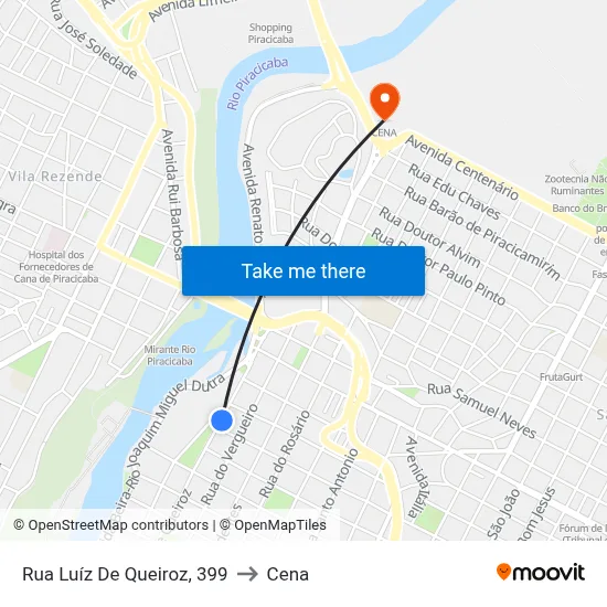 Rua Luíz De Queiroz, 399 to Cena map