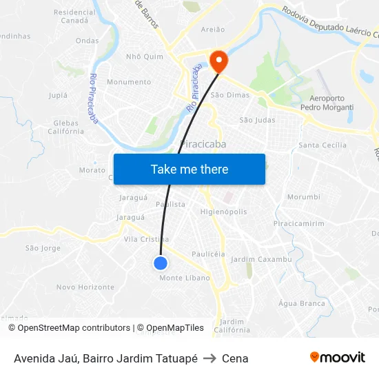 Avenida Jaú, Bairro Jardim Tatuapé to Cena map