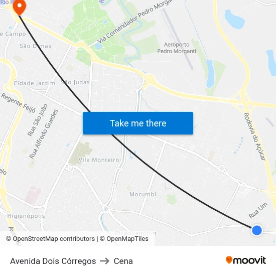Avenida Dois Córregos to Cena map