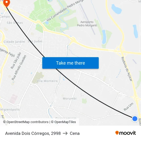 Avenida Dois Córregos, 2998 to Cena map