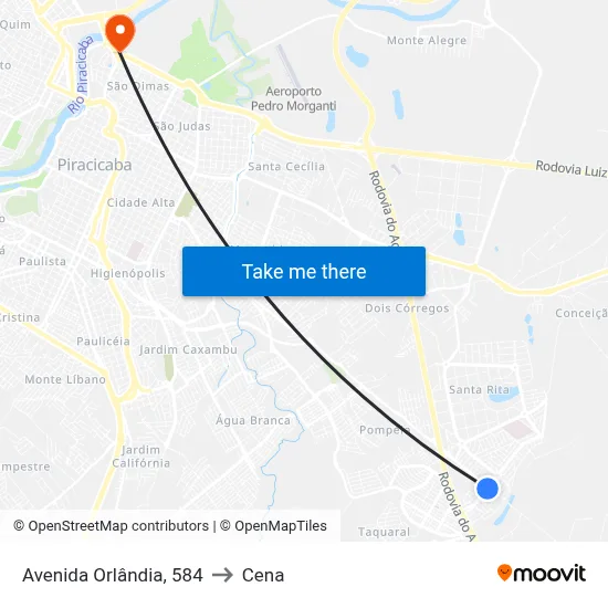 Avenida Orlândia, 584 to Cena map