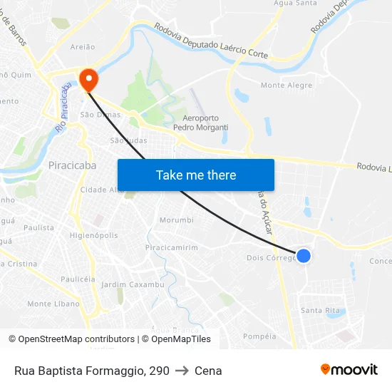 Rua Baptista Formaggio, 290 to Cena map