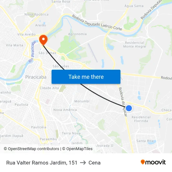 Rua Valter Ramos Jardim, 151 to Cena map
