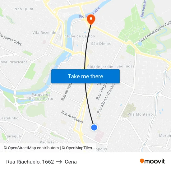 Rua Riachuelo, 1662 to Cena map