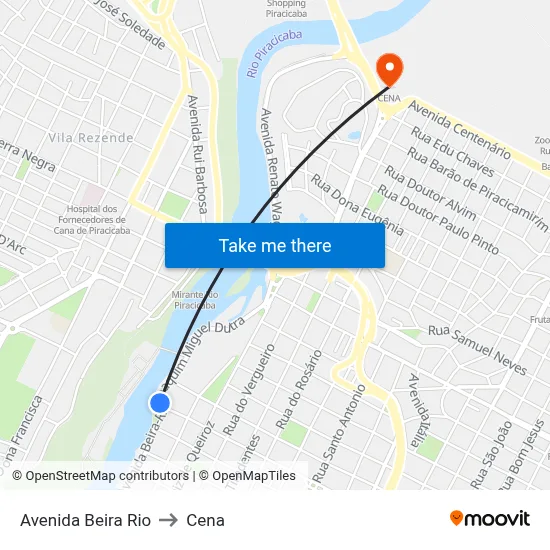 Avenida Beira Rio to Cena map