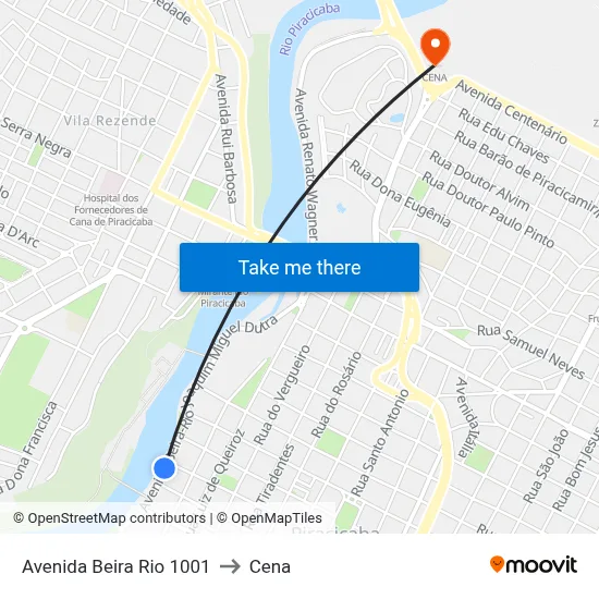 Avenida Beira Rio 1001 to Cena map