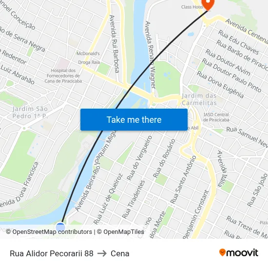 Rua Alidor Pecorarii 88 to Cena map