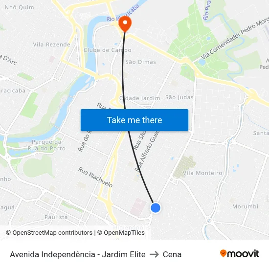 Avenida Independência - Jardim Elite to Cena map