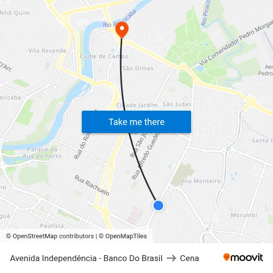 Avenida Independência - Banco Do Brasil to Cena map