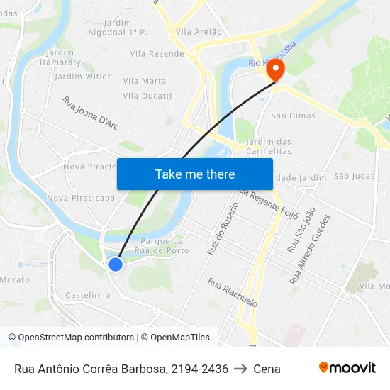 Rua Antônio Corrêa Barbosa, 2194-2436 to Cena map