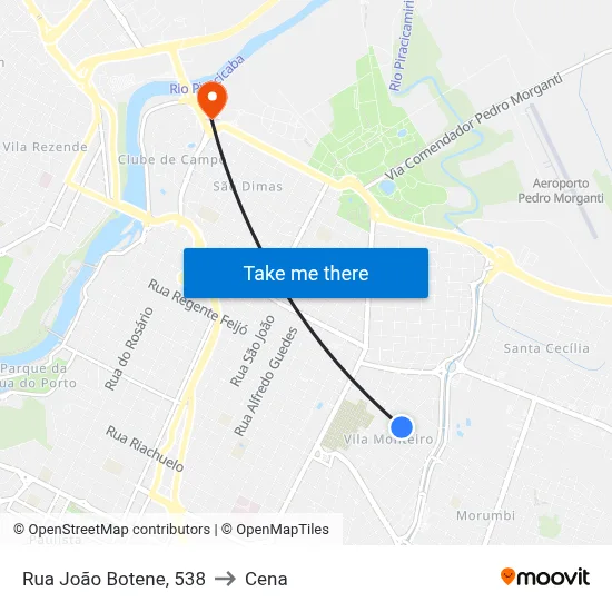 Rua João Botene, 538 to Cena map