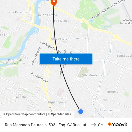 Rua Machado De Assis, 593 - Esq. C/ Rua Luíz Razera to Cena map