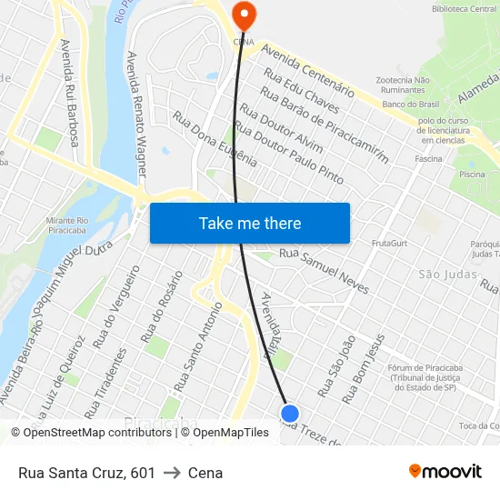 Rua Santa Cruz, 601 to Cena map