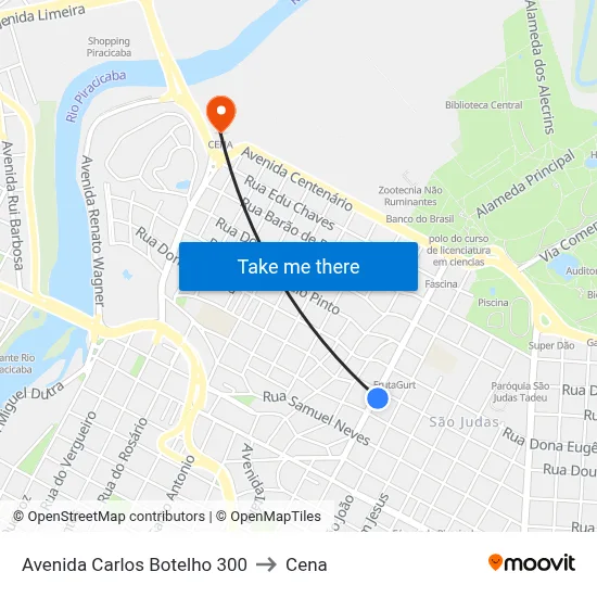 Avenida Carlos Botelho 300 to Cena map