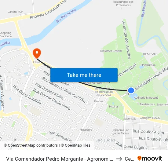 Via Comendador Pedro Morgante - Agronomia / Esalq to Cena map