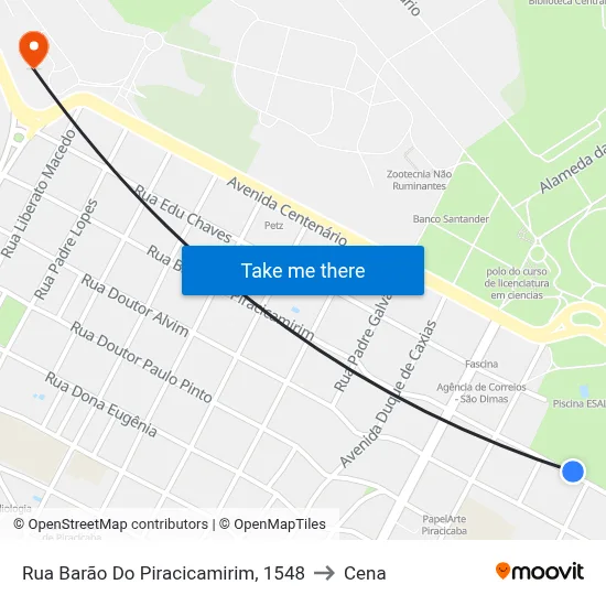 Rua Barão Do Piracicamirim, 1548 to Cena map