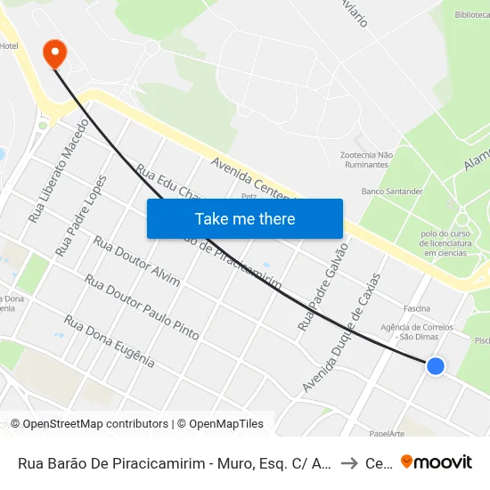Rua Barão De Piracicamirim - Muro, Esq. C/ Av. São João to Cena map