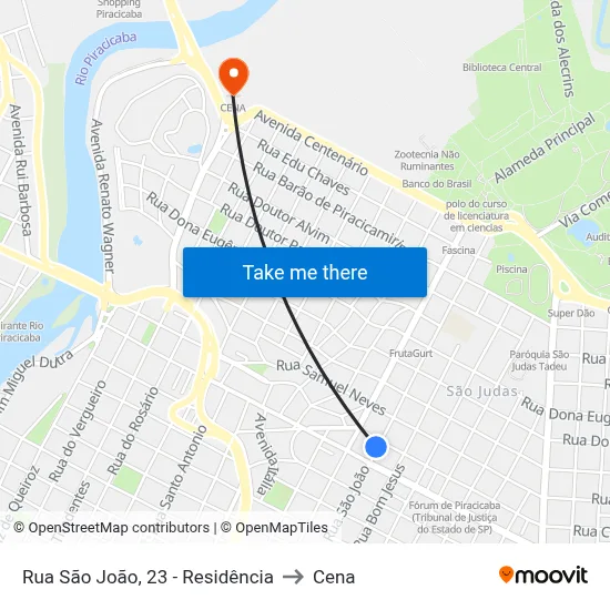Rua São João, 23 - Residência to Cena map