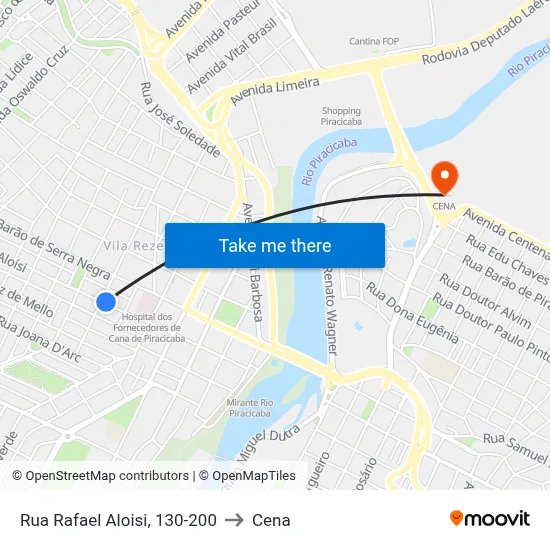 Rua Rafael Aloisi, 130-200 to Cena map