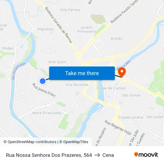 Rua Nossa Senhora Dos Prazeres, 564 to Cena map