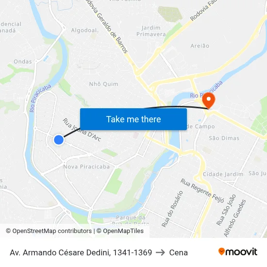 Av. Armando Césare Dedini, 1341-1369 to Cena map