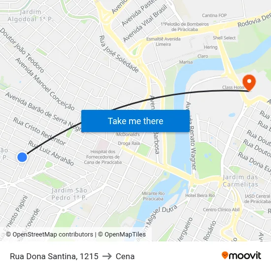 Rua Dona Santina, 1215 to Cena map