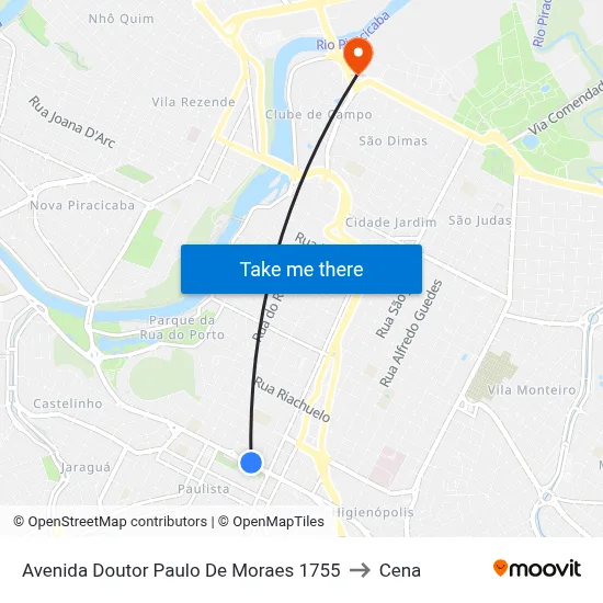 Avenida Doutor Paulo De Moraes 1755 to Cena map