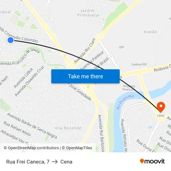 Rua Frei Caneca, 7 to Cena map