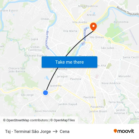 Tsj - Terminal São Jorge to Cena map