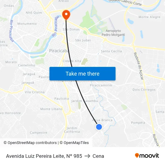 Avenida Luiz Pereira Leite, Nº 985 to Cena map