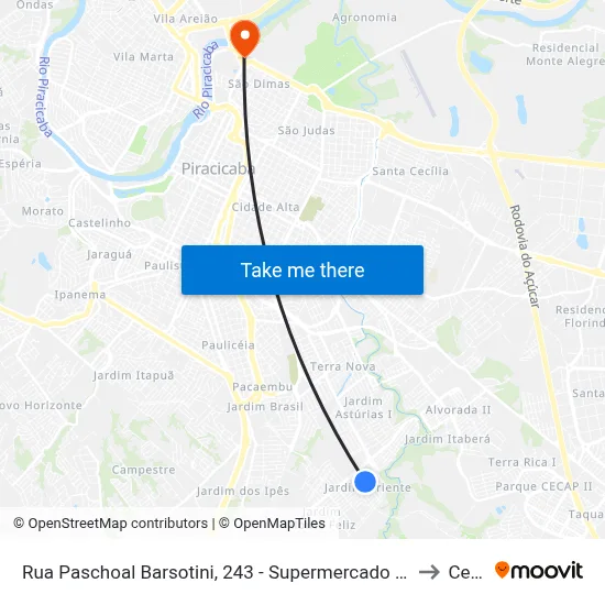 Rua Paschoal Barsotini, 243 - Supermercado Scarpin to Cena map