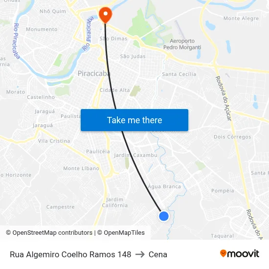 Rua Algemiro Coelho Ramos 148 to Cena map