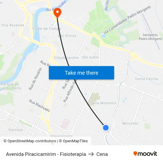 Avenida Piracicamirim - Fisioterapia to Cena map
