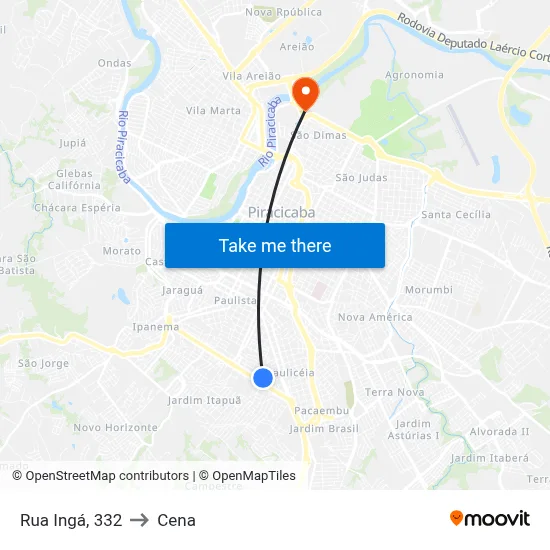Rua Ingá, 332 to Cena map