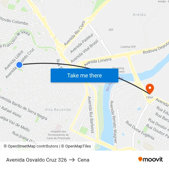 Avenida Osvaldo Cruz 326 to Cena map