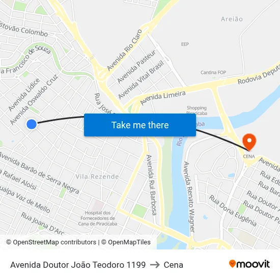 Avenida Doutor João Teodoro 1199 to Cena map
