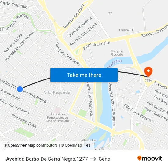 Avenida Barão De Serra Negra,1277 to Cena map