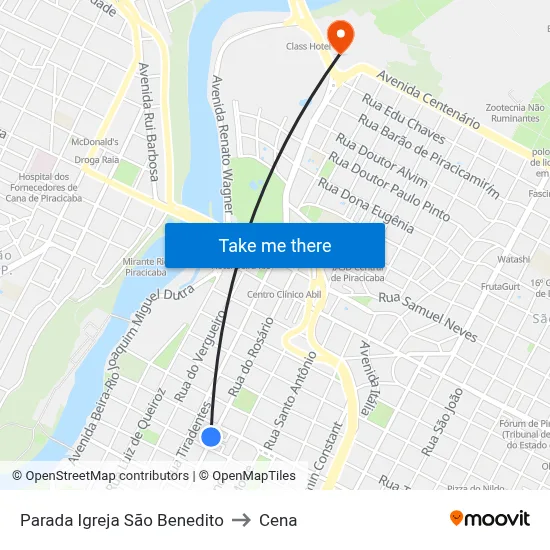 Parada Igreja São Benedito to Cena map