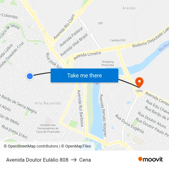 Avenida Doutor Eulálio 808 to Cena map