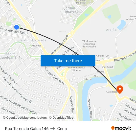 Rua Terenzio Gales,146 to Cena map