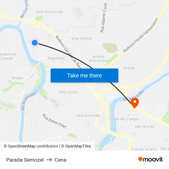 Parada Semozel to Cena map