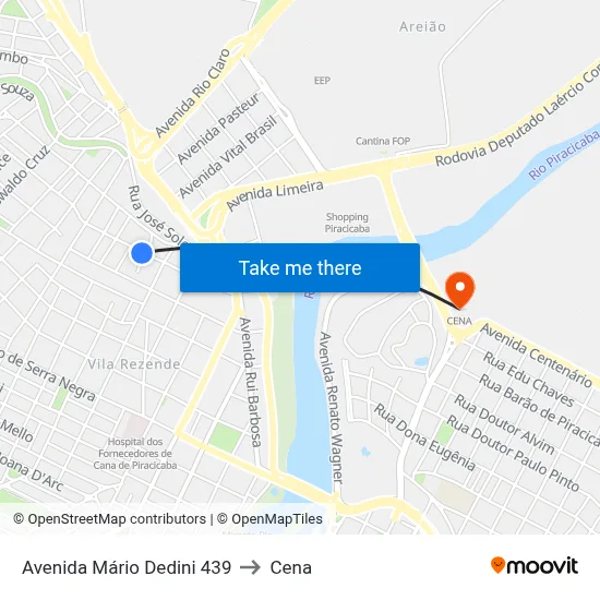 Avenida Mário Dedini 439 to Cena map
